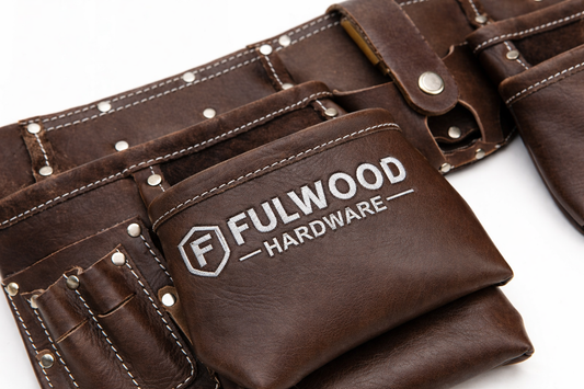 Fulwood Hardware Professional Leather Tool Belt – Heavy Duty Multi Pocket Tool Pouch